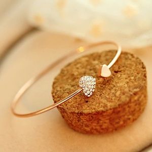 Double Heart Love Bangle Bracelet